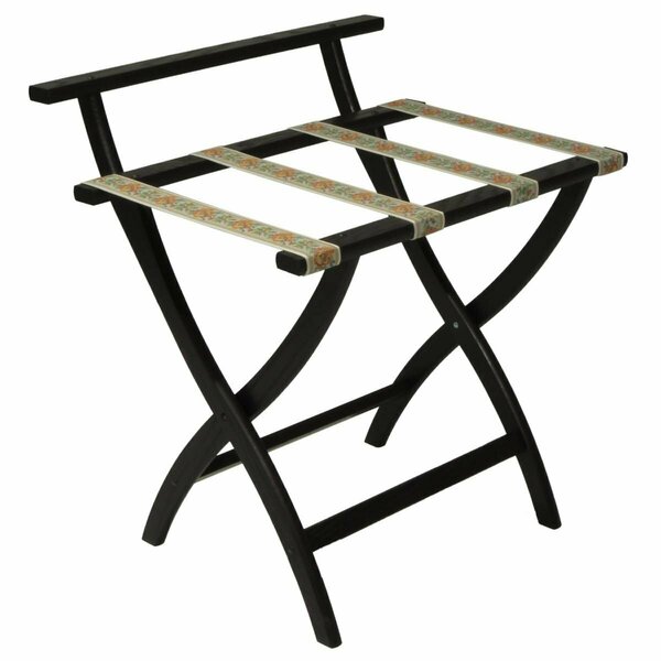 Wooden Mallet Wall Saver Luggage Rack with Tapestry Straps - Black LR4-BKTAP